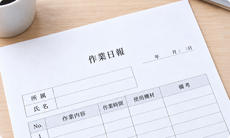 作業日報の手書きサンプル